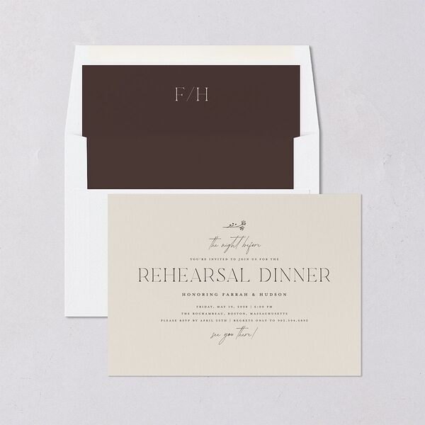 Accent Leaf Rehearsal Dinner Invitations Linen Signature Blank Standard