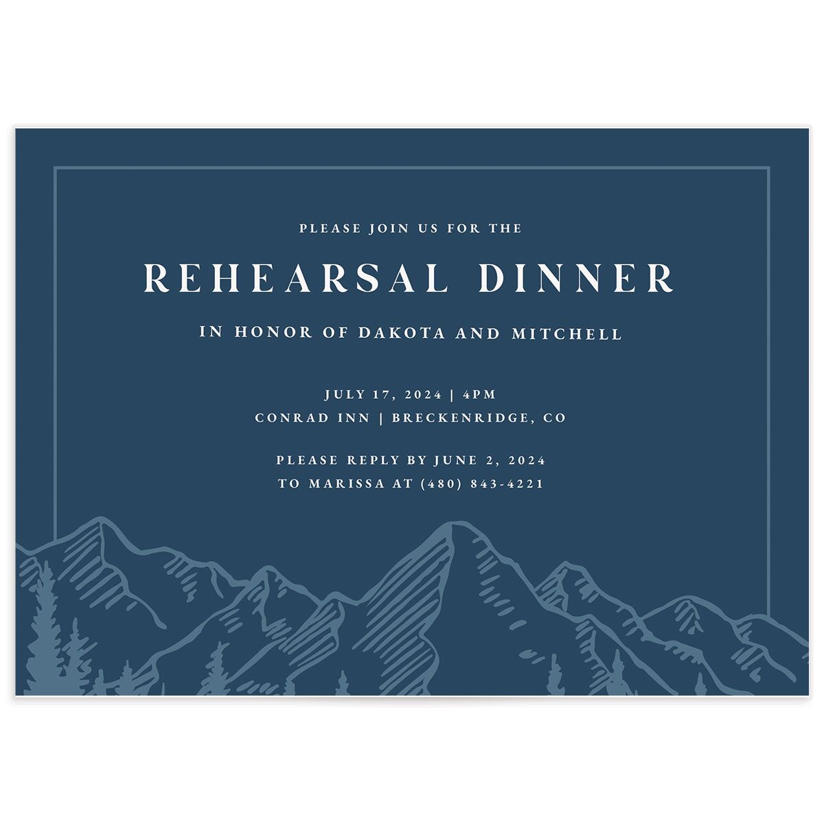 Mountain Escape Rehearsal Dinner Invitations