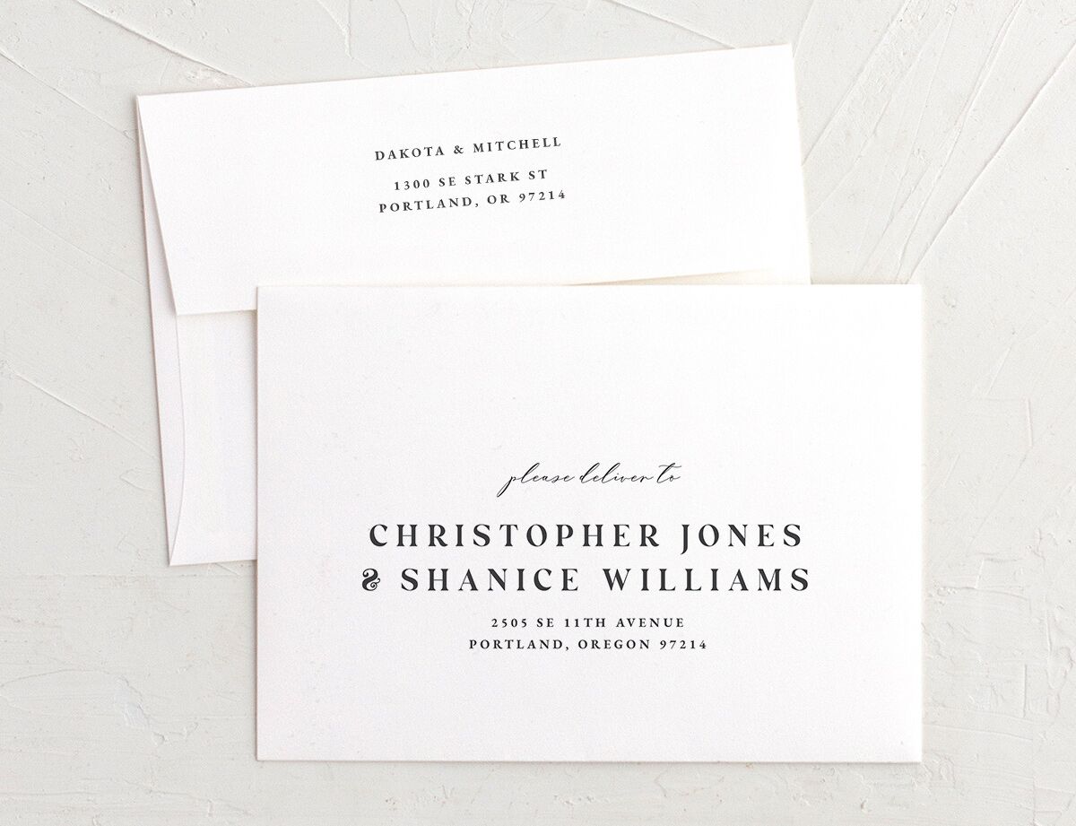 Mountain Escape Save The Date Card Envelopes White Standard Moody Blue Both Recipient and Return Addresses Signature