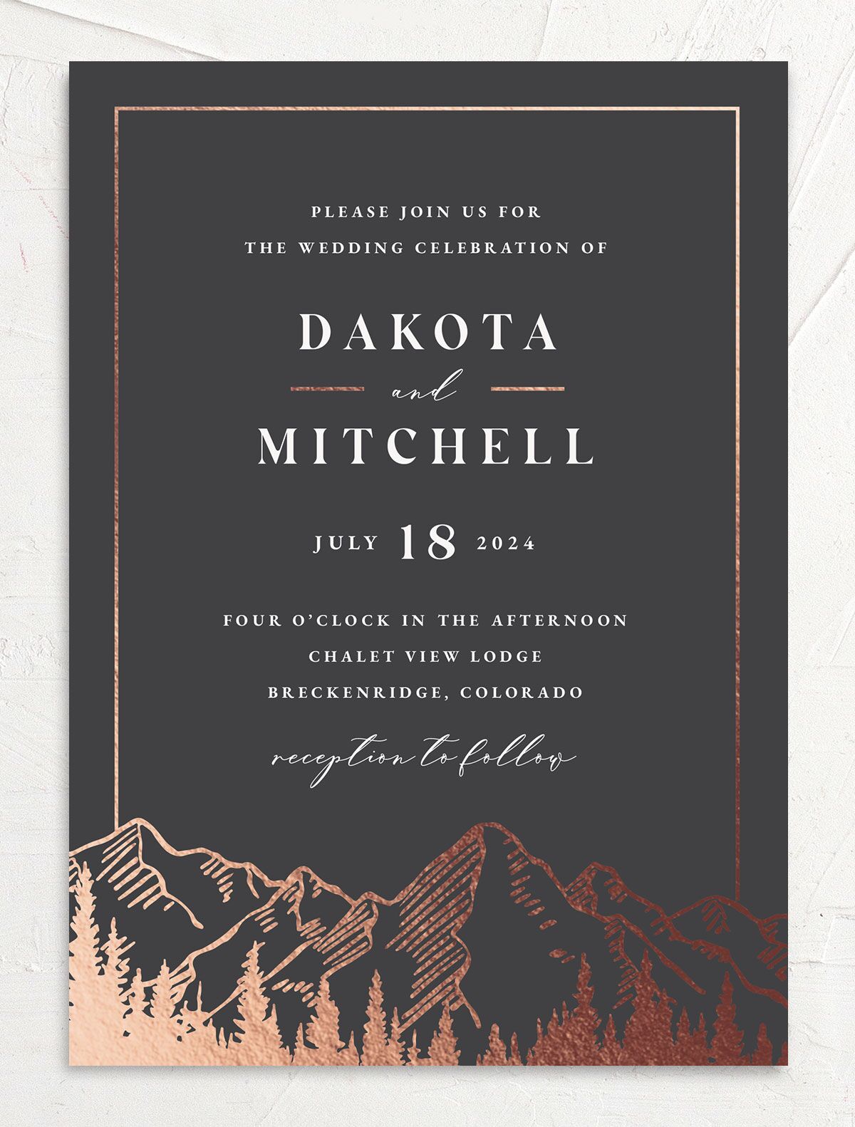 Mountain Escape Wedding Invitations front