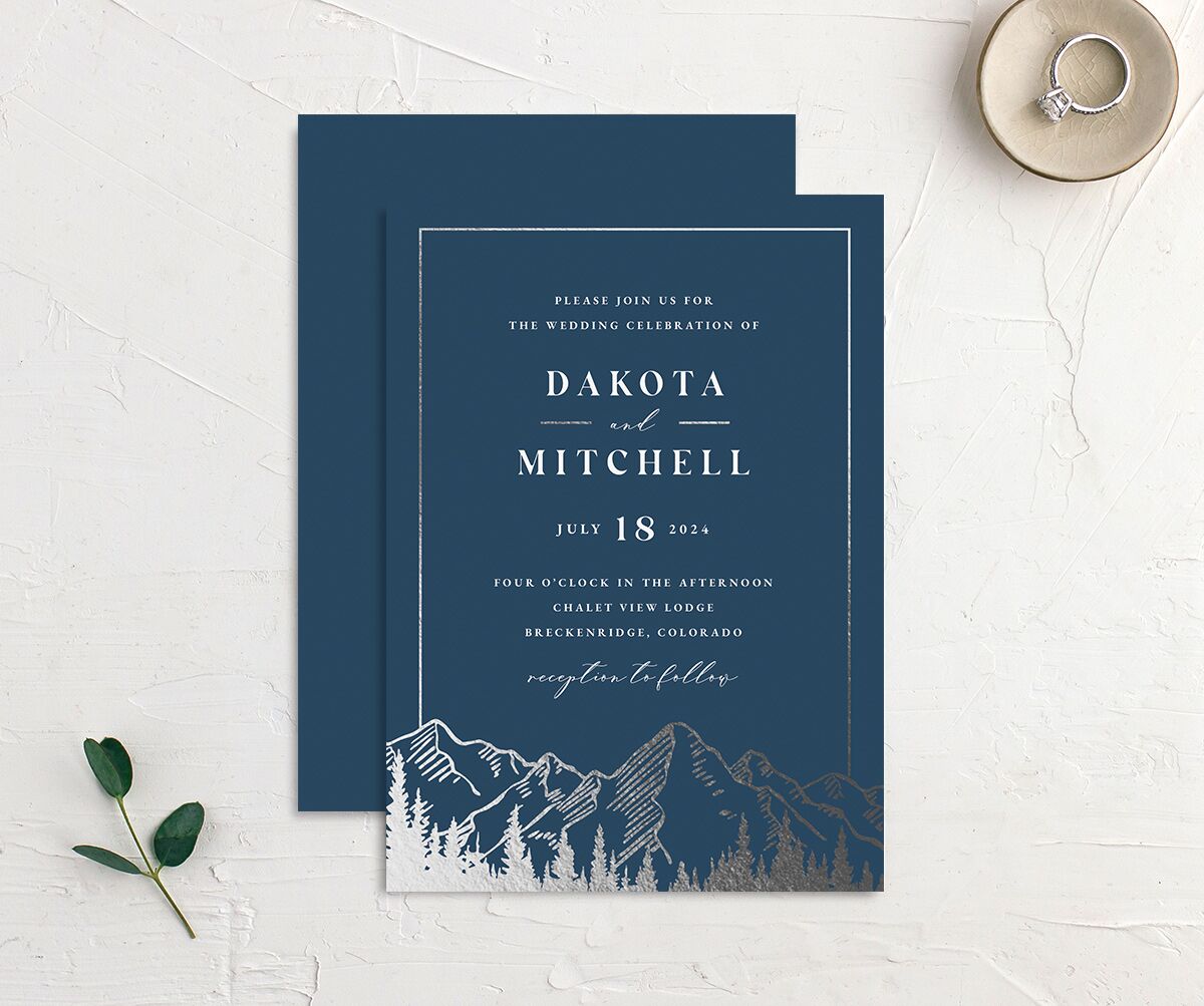 Mountain Escape Wedding Invitations Silver Moody Blue Signature No