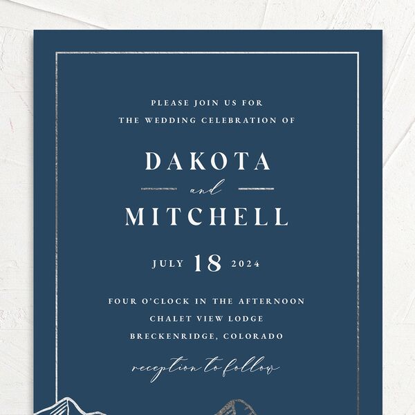 Mountain Escape Wedding Invitations Silver Moody Blue Signature No