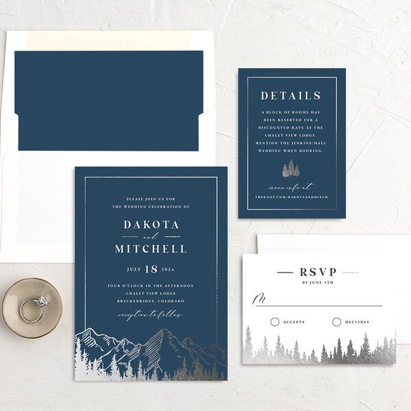Mountain Escape Wedding Invitations Silver Moody Blue Signature No