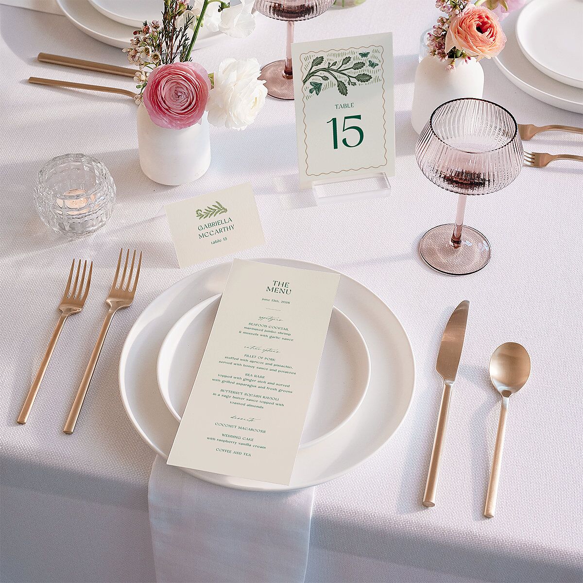 Woodland Whimsy Place Cards Hunter Green Signature