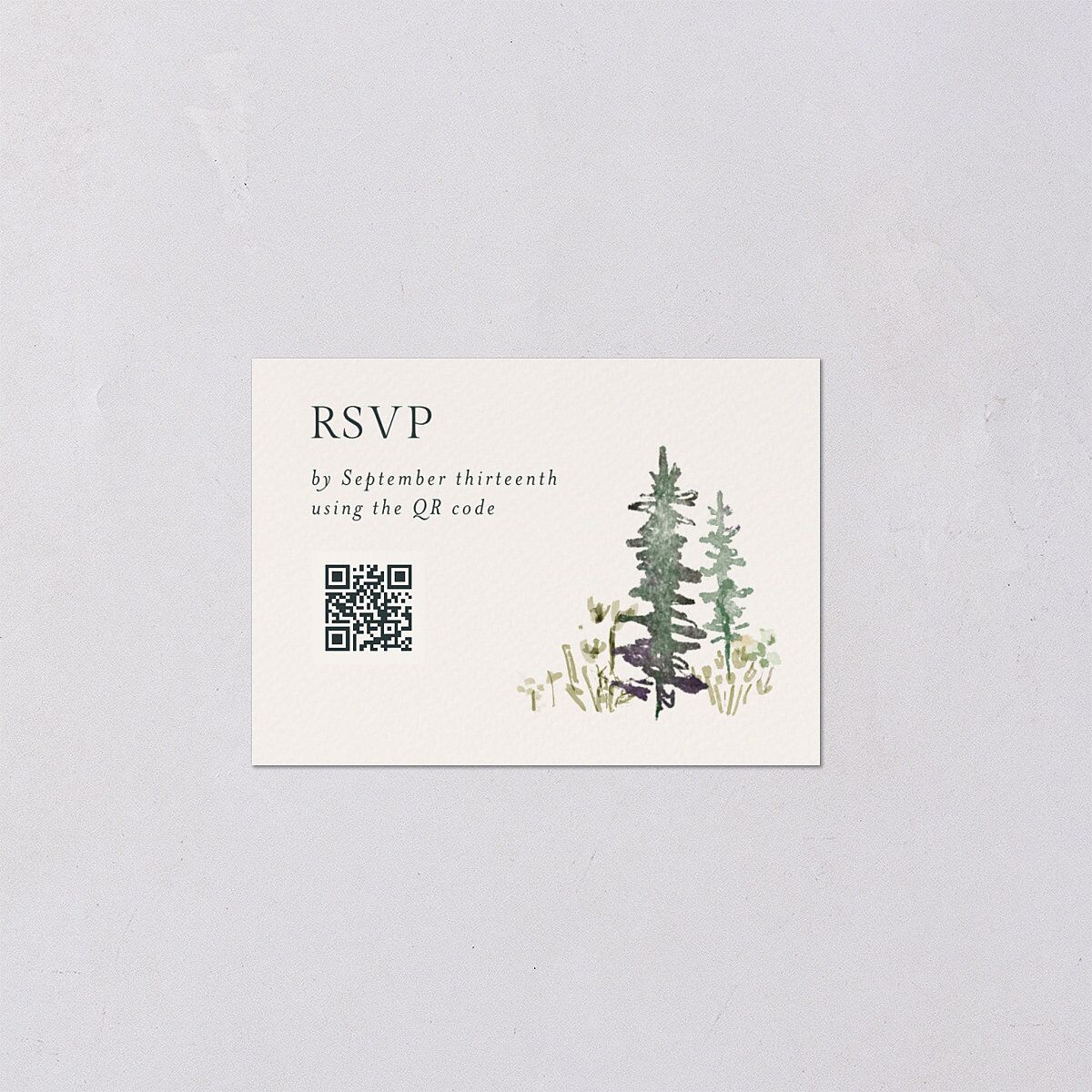 Elegant Mountain Border QR Code RSVP Cards Meadow Signature Standard