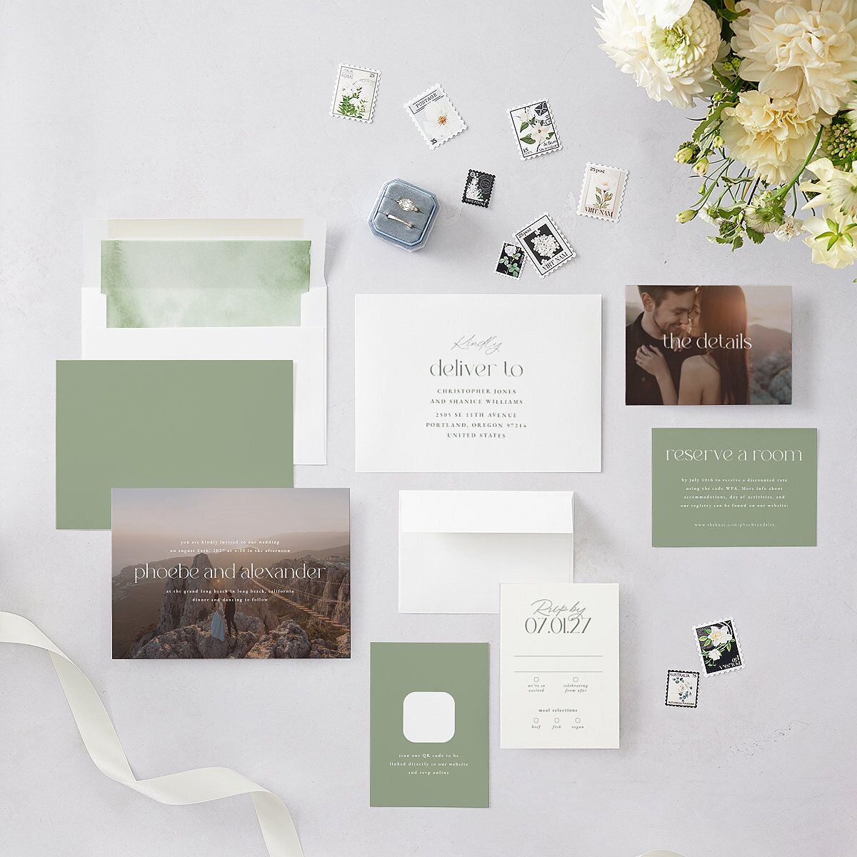Striking Scene Wedding Invitations Thyme Signature Blank No Standard