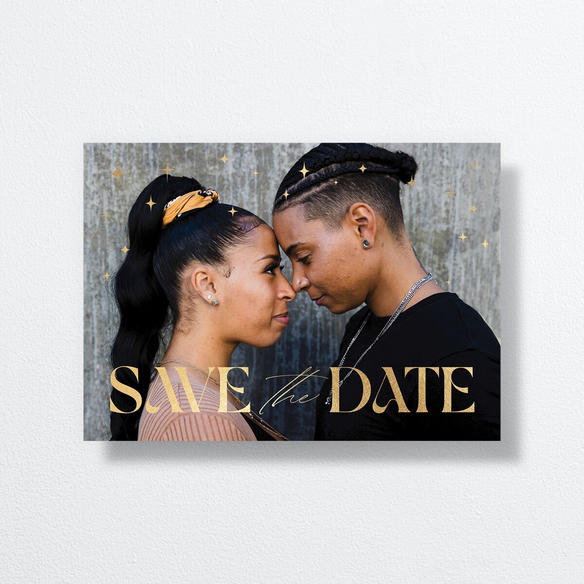 Modern Magic Save the Date Cards Gold Amethyst Signature smooth No