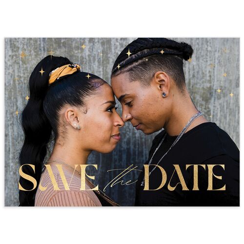 Modern Magic Save the Date Cards Gold Amethyst Signature smooth No