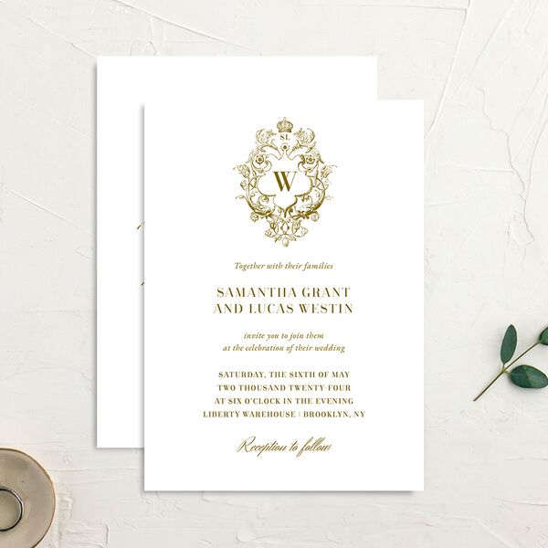 Ornate Vintage Crest Wedding Invitations Umber Signature No