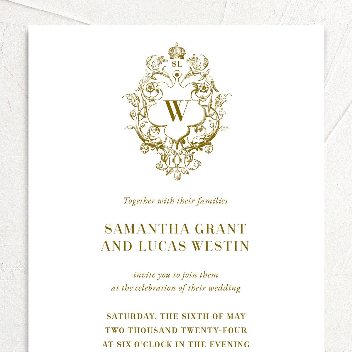 Ornate Vintage Crest Wedding Invitations Umber Signature No