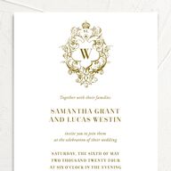 Ornate Vintage Crest Wedding Invitations Umber Signature No