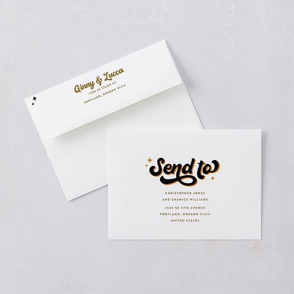 Disco Love Save the Date Cards Umber Signature smooth Blank No Standard
