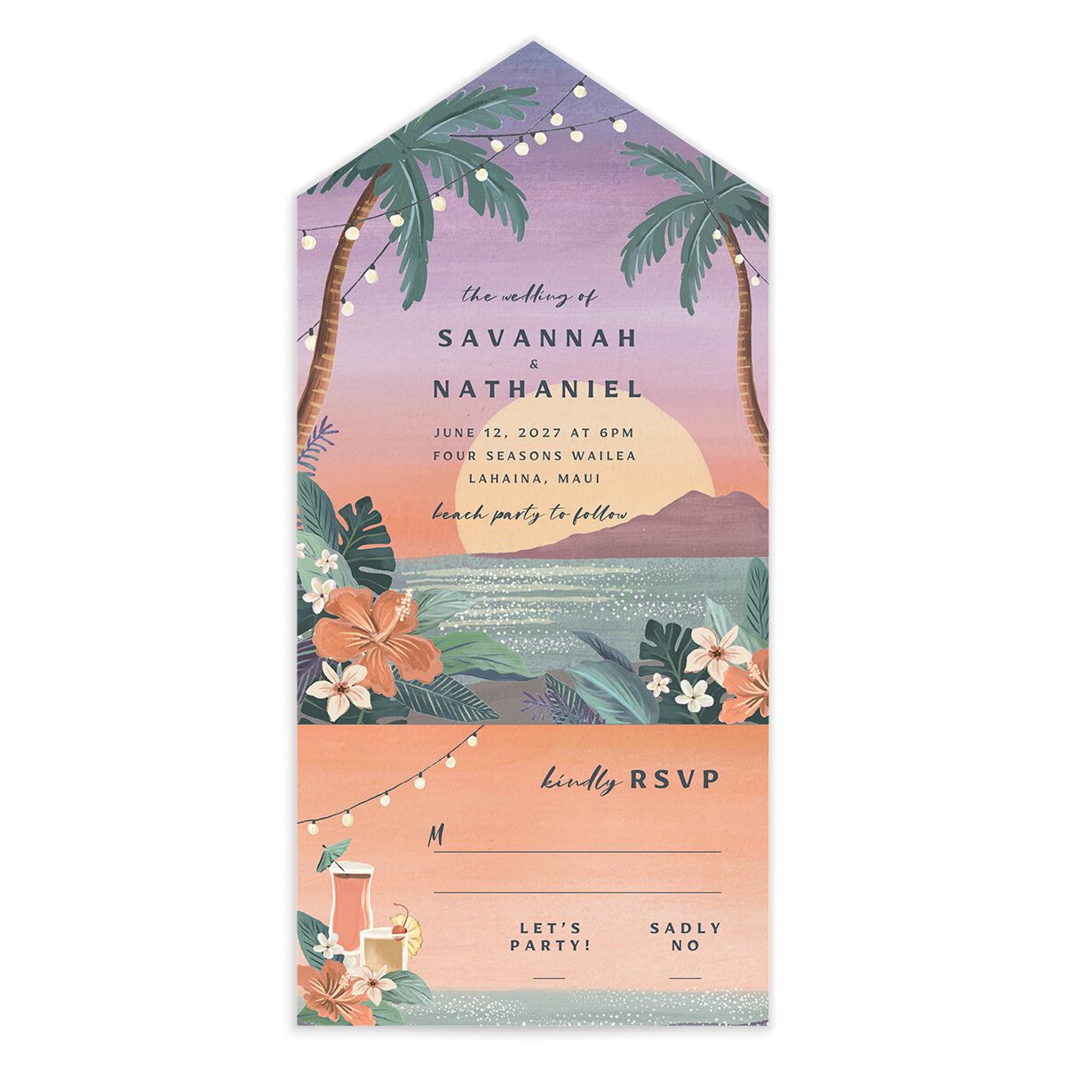 Vintage Island All-in-One Wedding Invitations