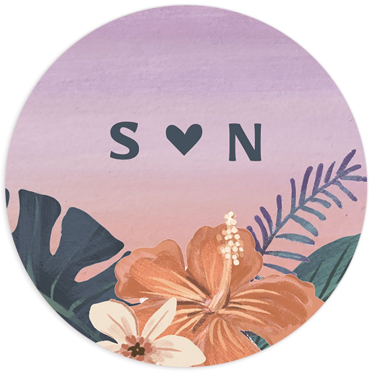 Vintage Island Wedding Stickers Rose Gold