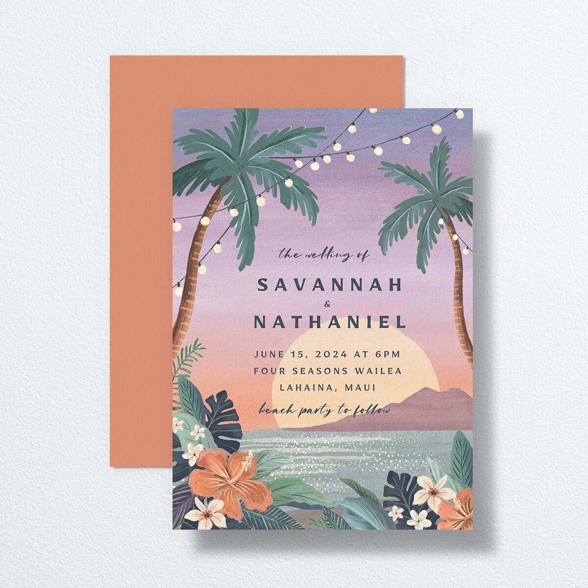 Vintage Island Wedding Invitations front-and-back