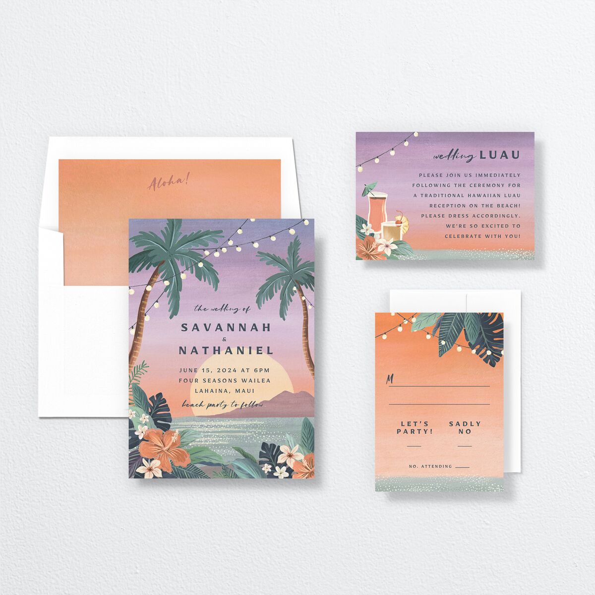 Vintage Island Wedding Invitations suite