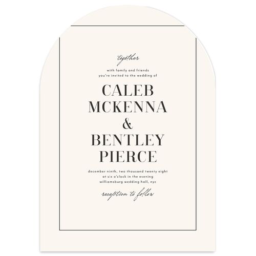 Classic Border Wedding Invitations Sand Signature Blank No Arch