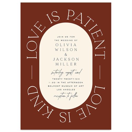 Love Is Patient Wedding Invitations Rust Signature Blank No Standard