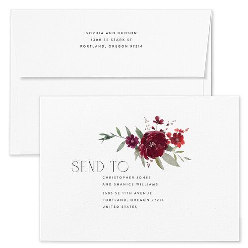 Beloved Union Wedding Invitation Envelopes Terracotta Merlot Both Recipient and Return Addresses Standard Signature