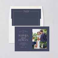 Classic Stack Save The Date Cards Midnight Navy Signature smooth Blank No Standard