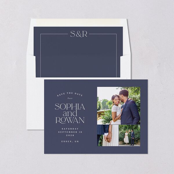 Classic Stack Save The Date Cards Midnight Navy Signature smooth Blank No Standard