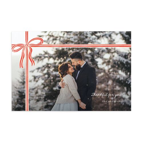 Striped Bow Photo Thank You Postcards Ruby