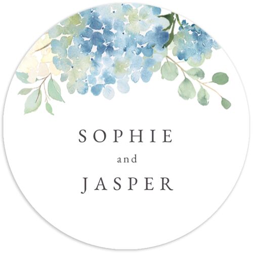 Gilded Hydrangea Wedding Stickers Ocean Circle