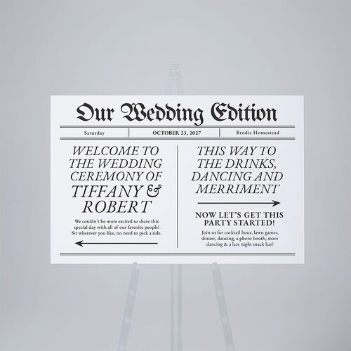Newspaper Standard Direction Sign Large Pure White Standard Indoor Foam Core L Direction