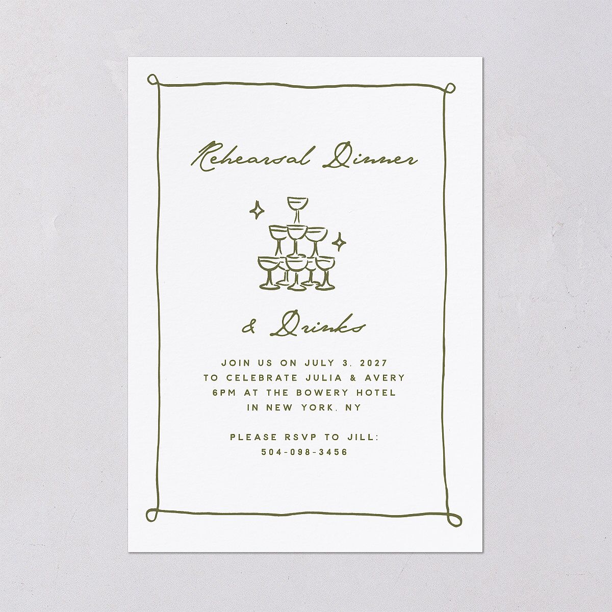 Hand Drawn Cake Rehearsal Dinner Invitations Dark Camo Signature Blank Standard