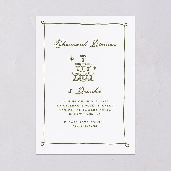 Hand Drawn Cake Rehearsal Dinner Invitations Dark Camo Signature Blank Standard