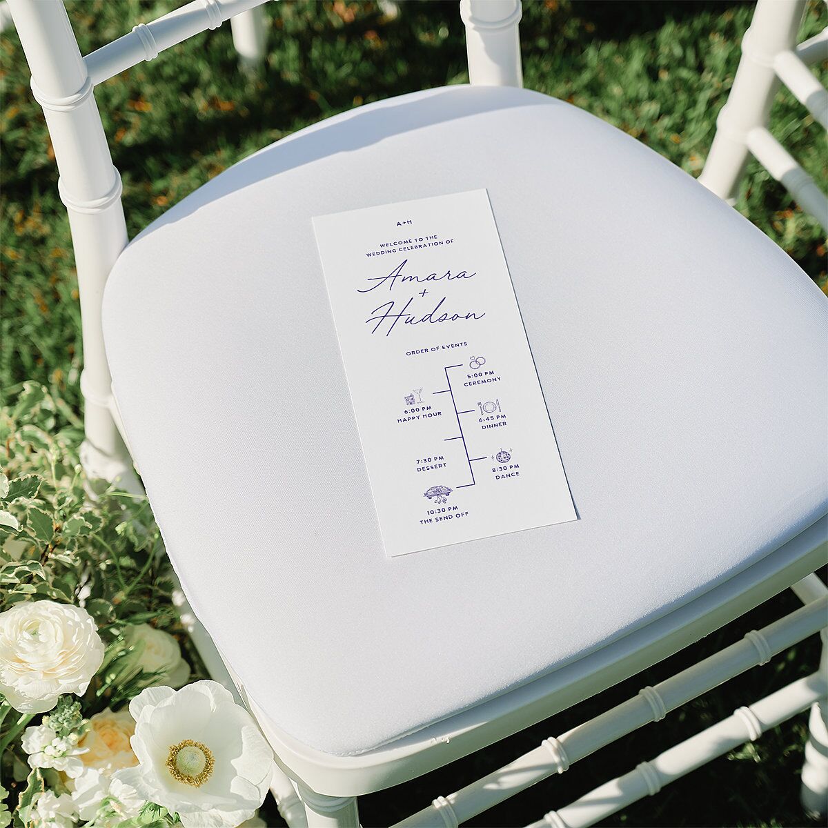 Hand Drawn Wavy Border Wedding Programs Sapphire Signature
