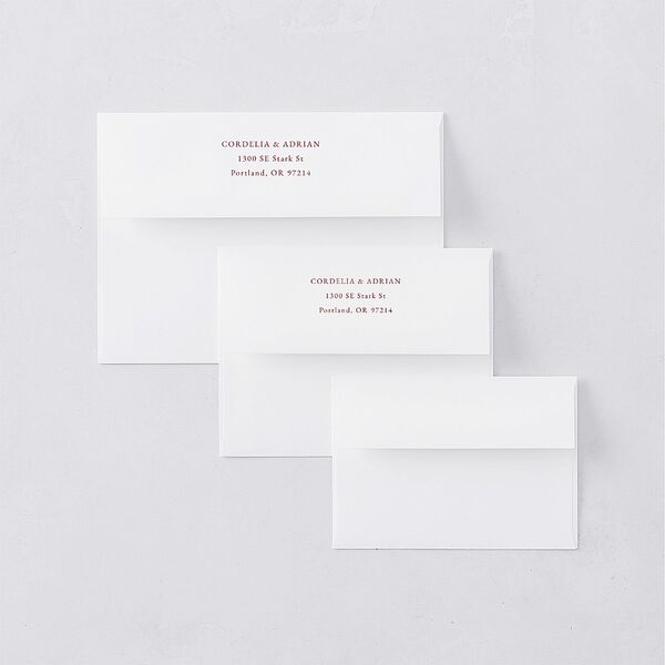 Ornate Lace Save The Date Card Envelopes White Maroon Both Recipient and Return Addresses Signature Standard