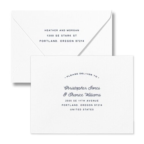 Vintage Mountain Thank You Card Euro Envelopes White Dusty Blue Both Recipient and Return Addresses Luxe Signature