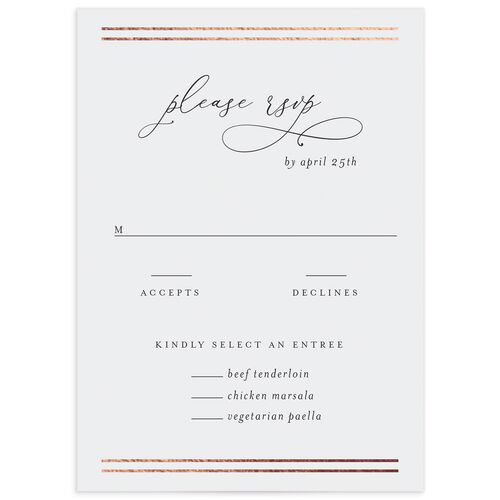 Classic Frame Wedding Response Cards Rose Gold Fog Signature