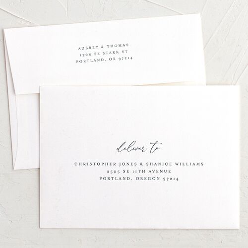Classic Frame Wedding Invitation Envelopes White Standard Midnight Navy Both Recipient and Return Addresses Signature