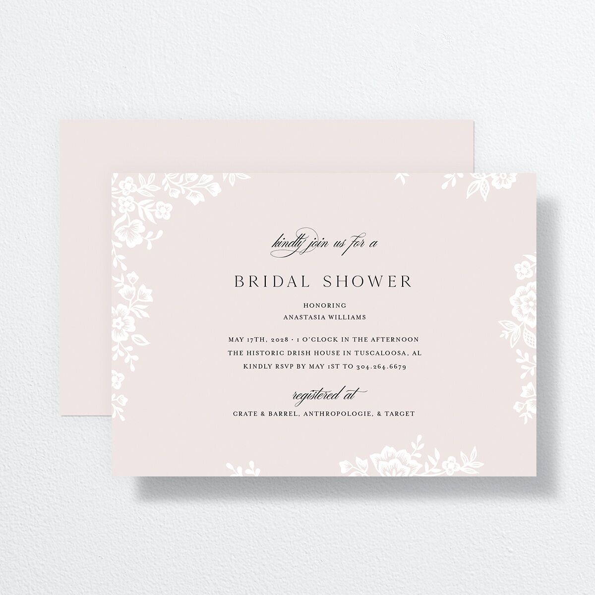 Foil Lace Bridal Shower Invitations Pure White Signature Standard