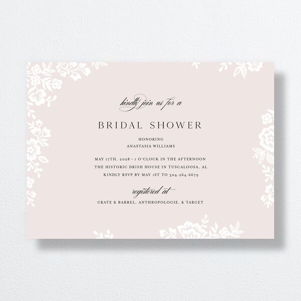 Foil Lace Bridal Shower Invitations Pure White Signature Standard