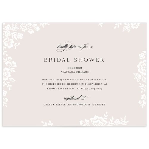 Foil Lace Bridal Shower Invitations - White