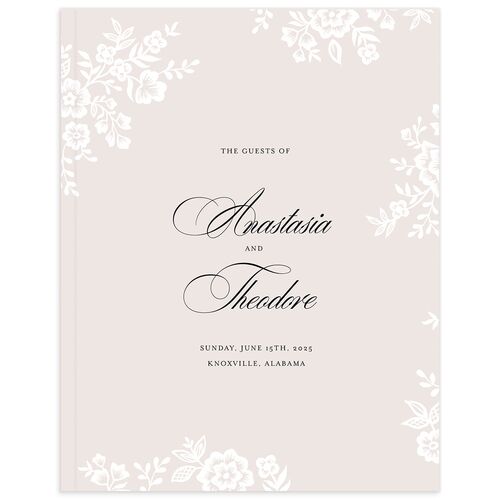 Foil Lace Wedding Guest Book Pure White