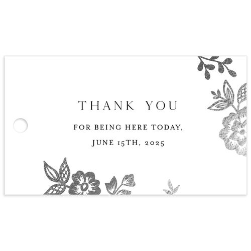 Foil Lace Favor Gift Tags Silver Pure White Signature smooth