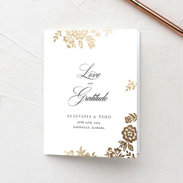 Foil Lace Thank You Cards Gold Pure White