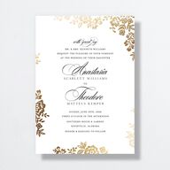 Foil Lace Wedding Invitations Gold Pure White Signature No Standard