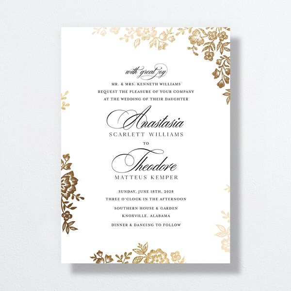 Foil Lace Wedding Invitations Gold Pure White Signature No Standard