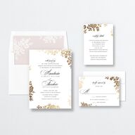 Foil Lace Wedding Invitations Gold Pure White Signature No Standard
