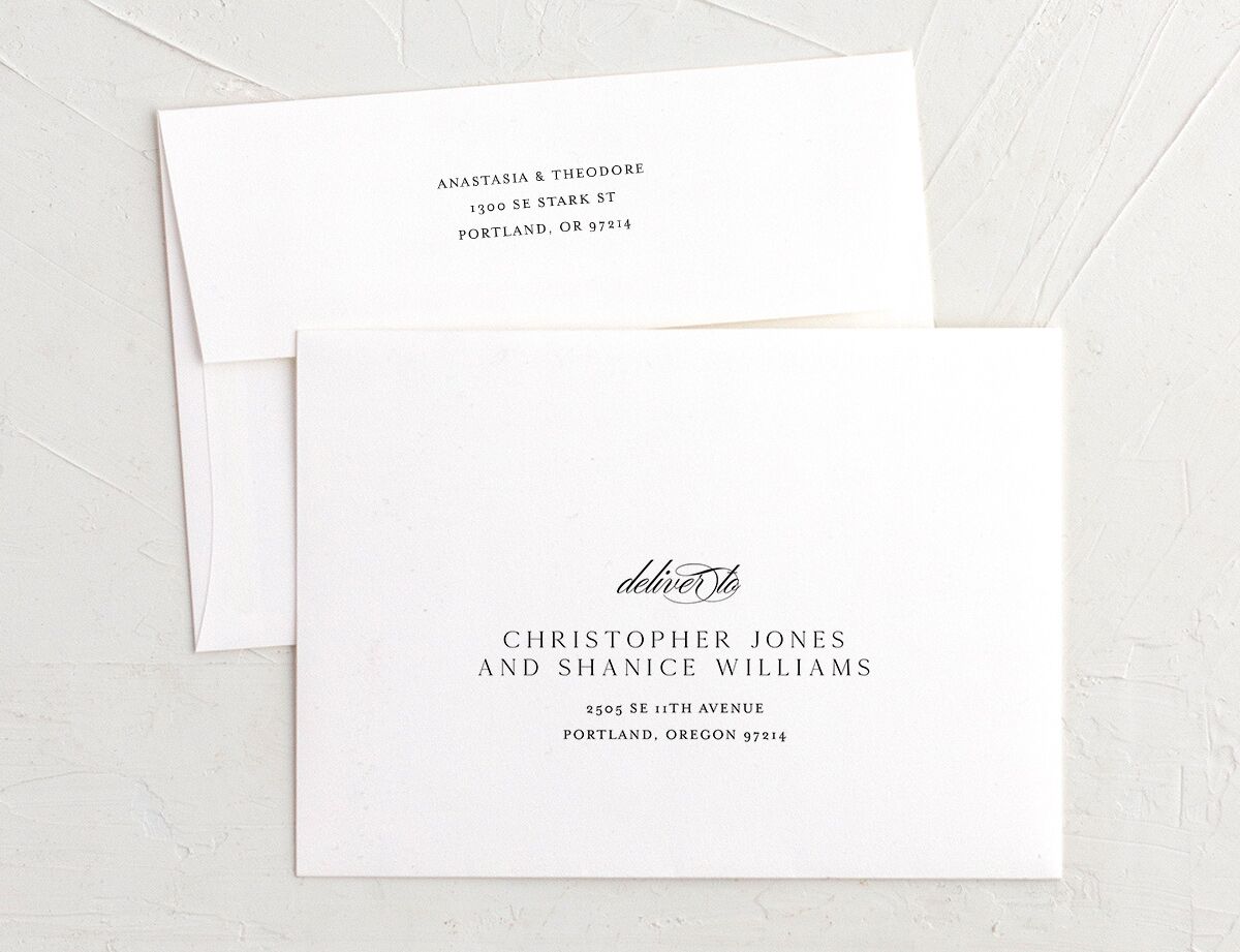 Foil Lace Wedding Invitation Envelopes White Standard Pure White Both Recipient and Return Addresses Signature