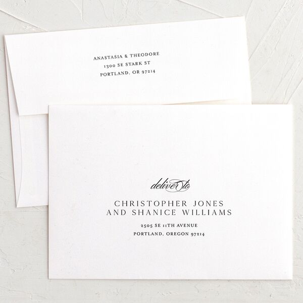 Foil Lace Wedding Invitation Envelopes White Standard Pure White Both Recipient and Return Addresses Signature