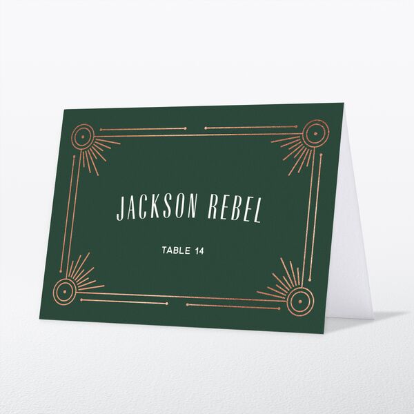 Ornate Elegance Place Cards Rose Gold Dark Emerald Signature