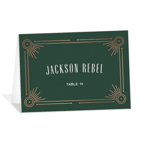 Ornate Elegance Place Cards Rose Gold Dark Emerald Signature