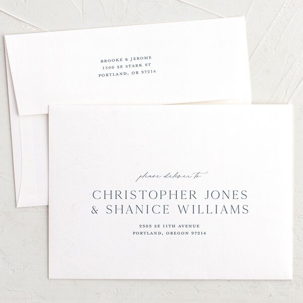 Rustic Frame Wedding Invitation Envelopes White Standard Dusty Blue Both Recipient and Return Addresses