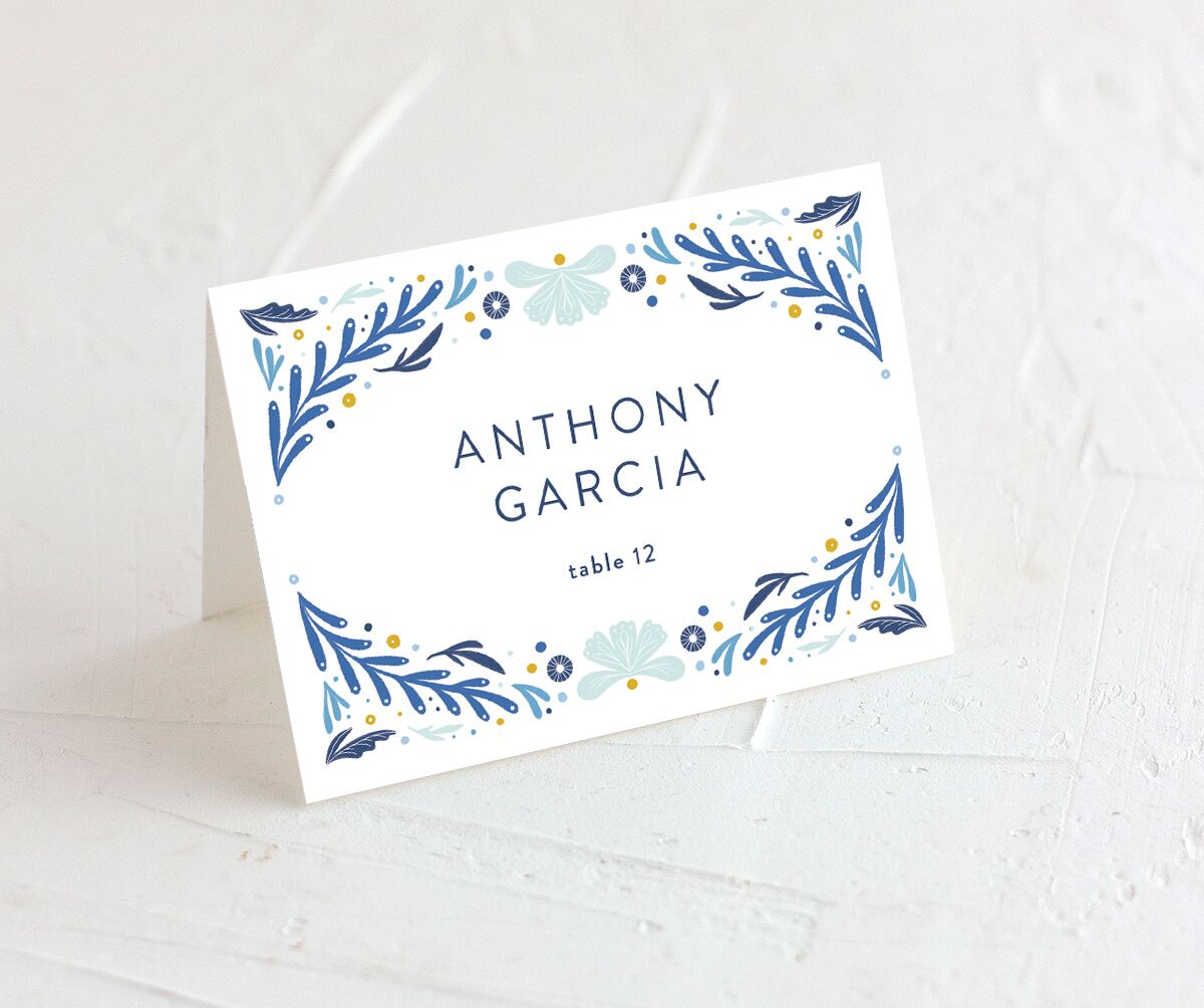 Folk Art Place Cards front in blue